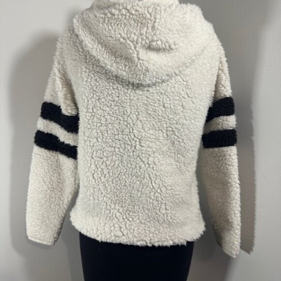 White / Black Softest Sherpa Hoodie Jacket    8319 - Picture 4 of 9